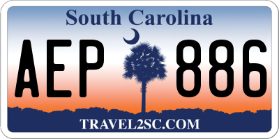 SC license plate AEP886