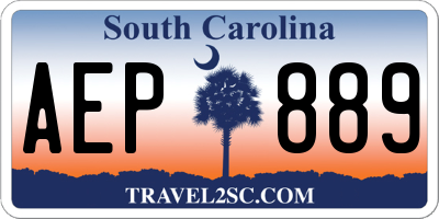 SC license plate AEP889