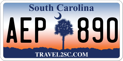 SC license plate AEP890