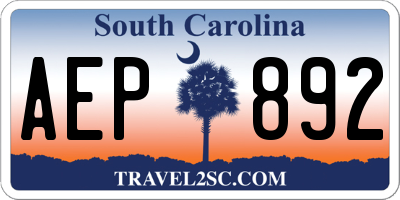 SC license plate AEP892