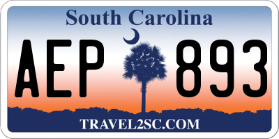 SC license plate AEP893
