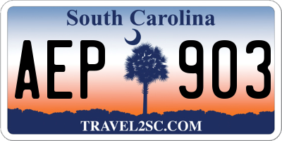SC license plate AEP903