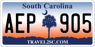 SC license plate AEP905