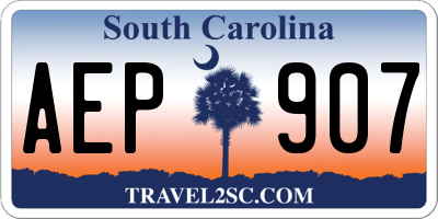 SC license plate AEP907