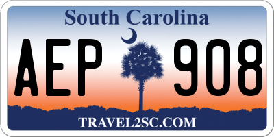 SC license plate AEP908