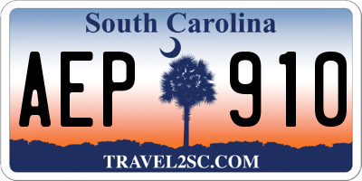 SC license plate AEP910