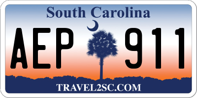 SC license plate AEP911