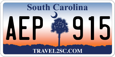 SC license plate AEP915