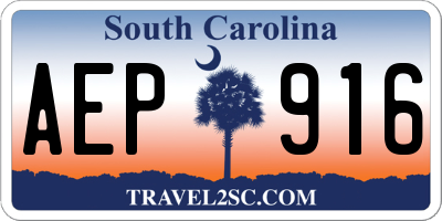 SC license plate AEP916