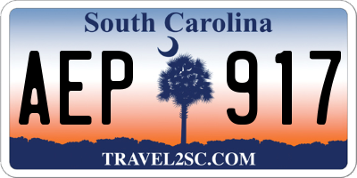 SC license plate AEP917