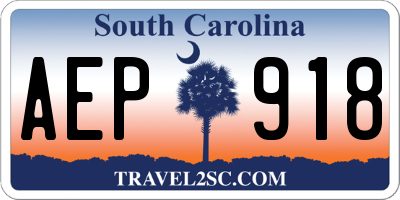 SC license plate AEP918