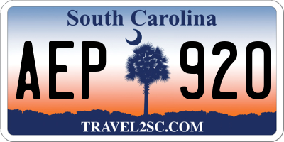 SC license plate AEP920