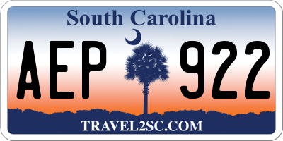 SC license plate AEP922