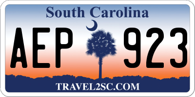 SC license plate AEP923