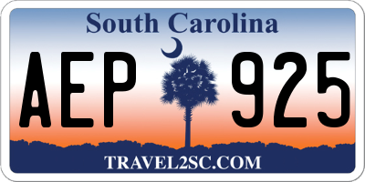 SC license plate AEP925