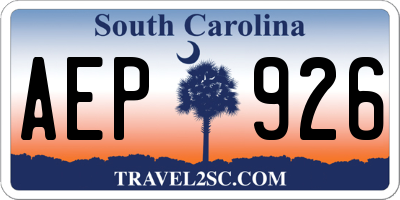 SC license plate AEP926