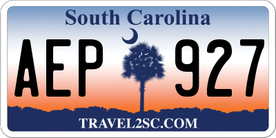 SC license plate AEP927