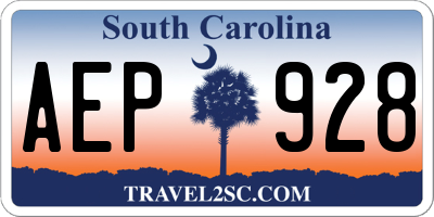 SC license plate AEP928