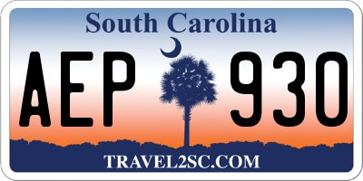 SC license plate AEP930