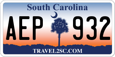 SC license plate AEP932
