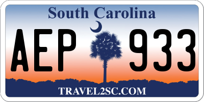 SC license plate AEP933