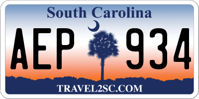 SC license plate AEP934