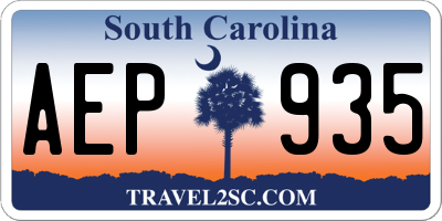 SC license plate AEP935