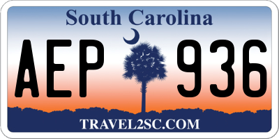 SC license plate AEP936