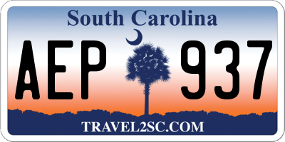 SC license plate AEP937