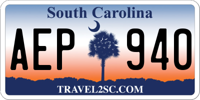 SC license plate AEP940