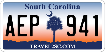 SC license plate AEP941