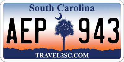 SC license plate AEP943
