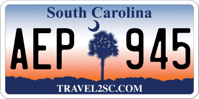 SC license plate AEP945