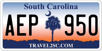 SC license plate AEP950