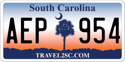 SC license plate AEP954