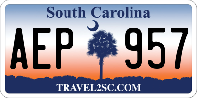 SC license plate AEP957