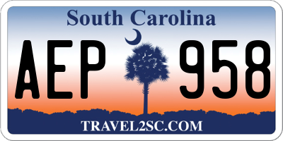 SC license plate AEP958