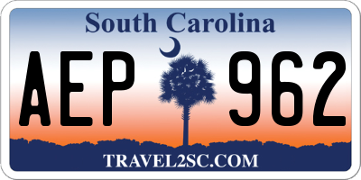 SC license plate AEP962