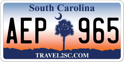 SC license plate AEP965