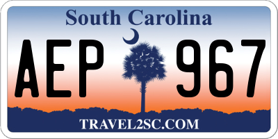 SC license plate AEP967
