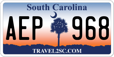 SC license plate AEP968