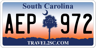 SC license plate AEP972