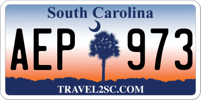 SC license plate AEP973