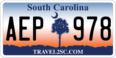 SC license plate AEP978