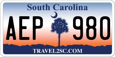 SC license plate AEP980
