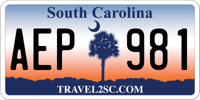 SC license plate AEP981