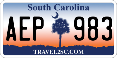 SC license plate AEP983