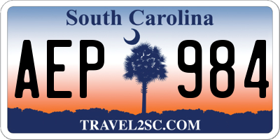 SC license plate AEP984