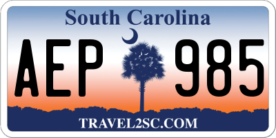 SC license plate AEP985