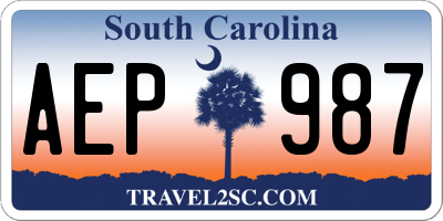 SC license plate AEP987